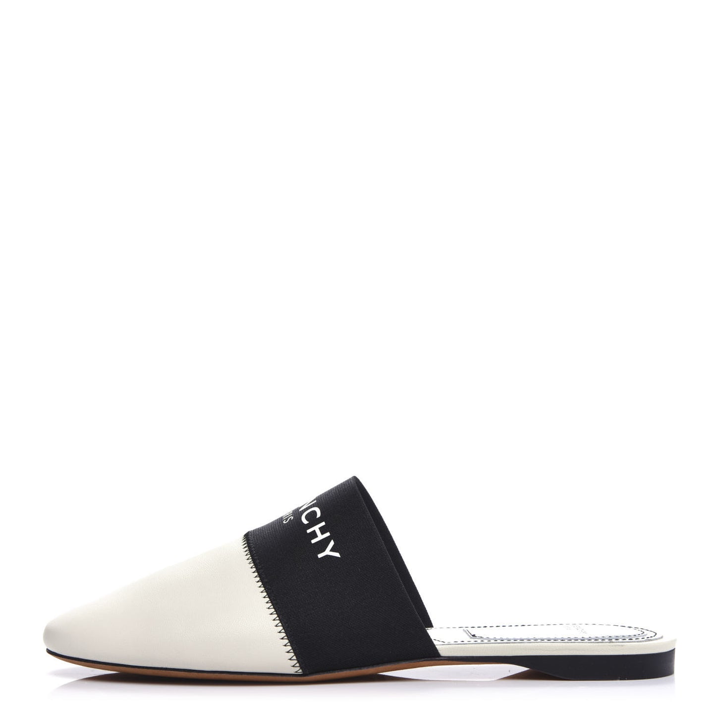 Calfskin Bedford Logo Mule Slides 38.5 White Black