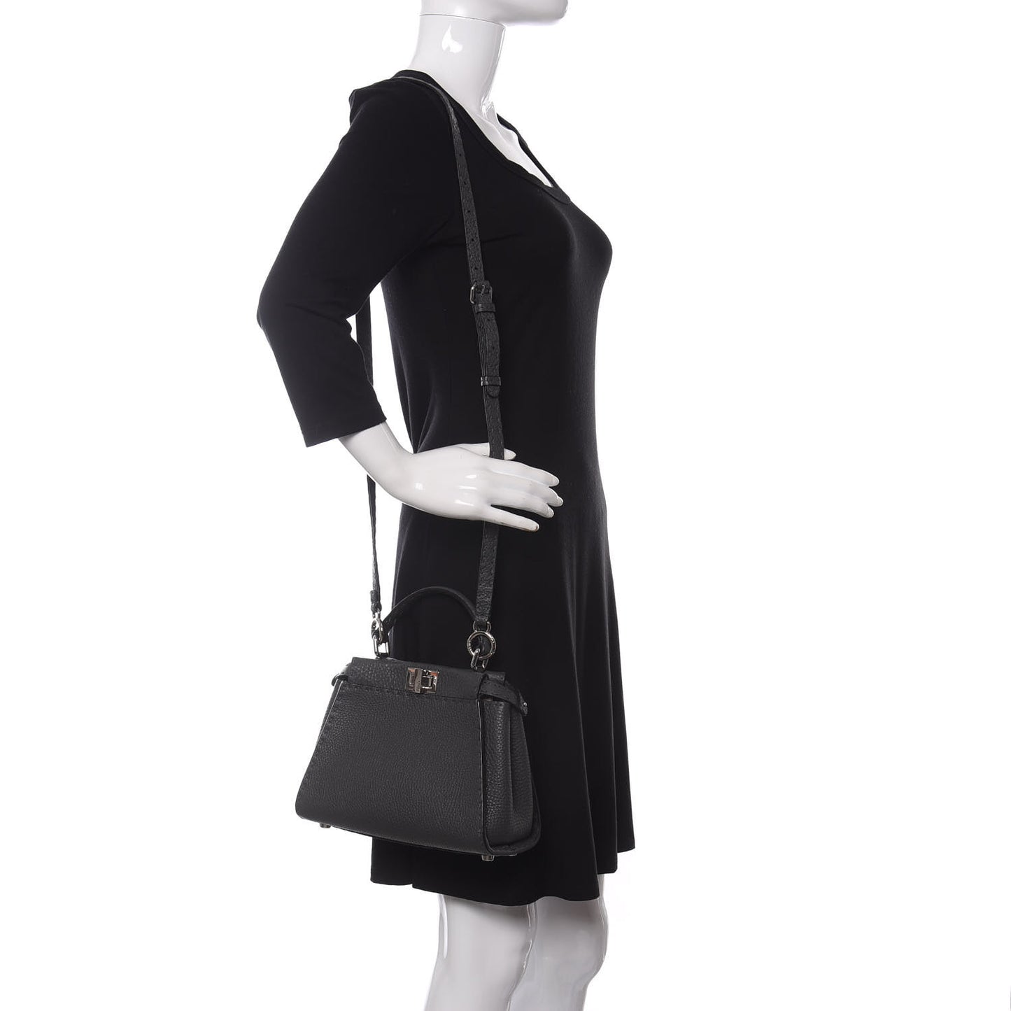 Cuoio Romano Selleria Bi-Color Mini Peekaboo Iconic Satchel Asfalto Latte