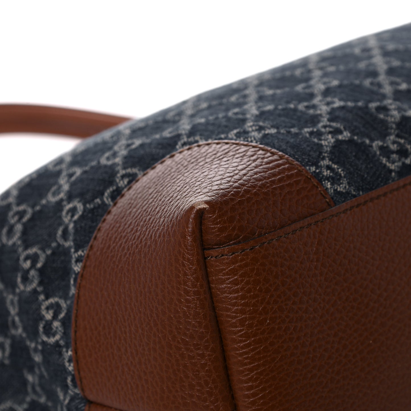 New Denim GG Monogram Medium Ophidia Shopping Tote Blue Tea Cuir