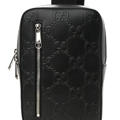 Gucci Calfskin GG Tennis Embossed Sling Backpack Black 7 of 9