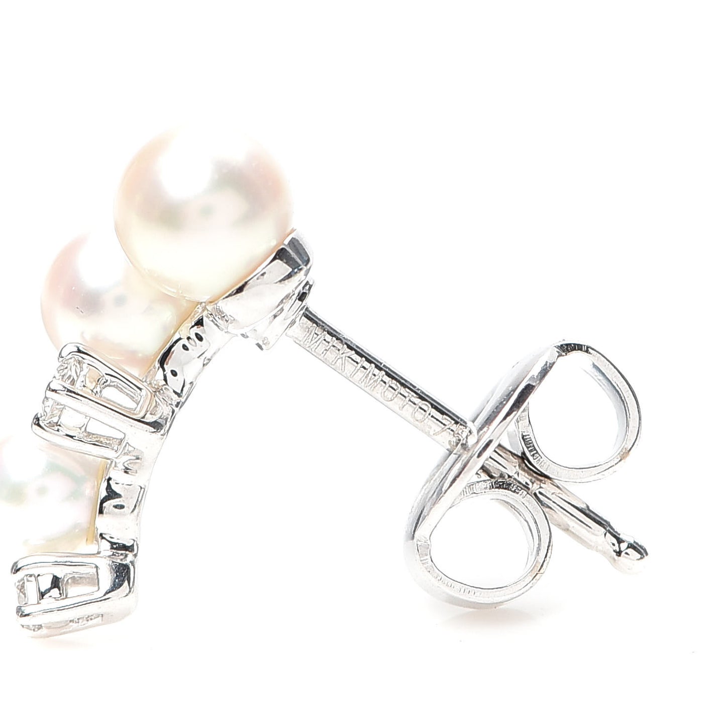 18K White Gold Diamond Akoya Pearl Bubbles Earrings