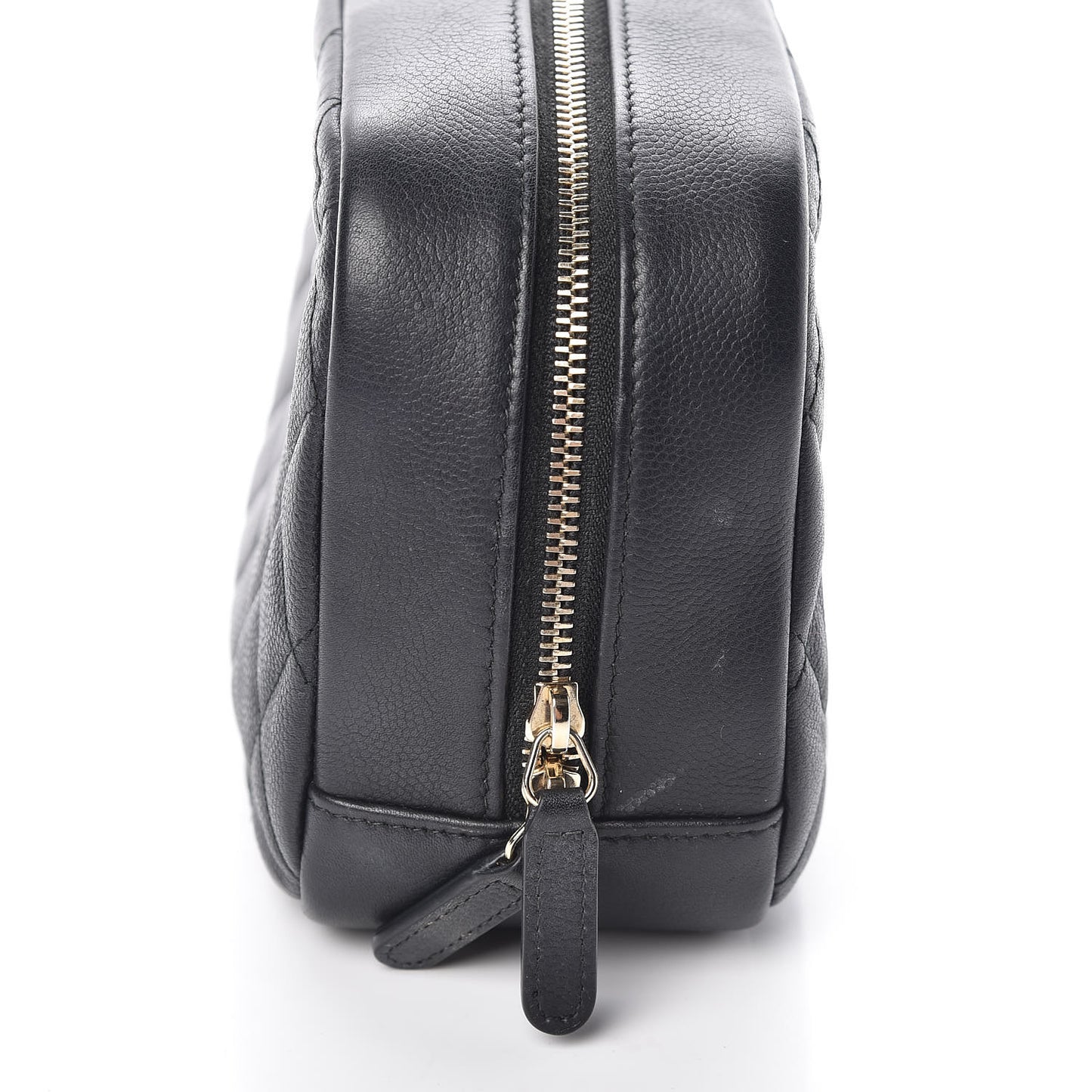 Caviar Quilted Curvy Pouch Cosmetic Case Black