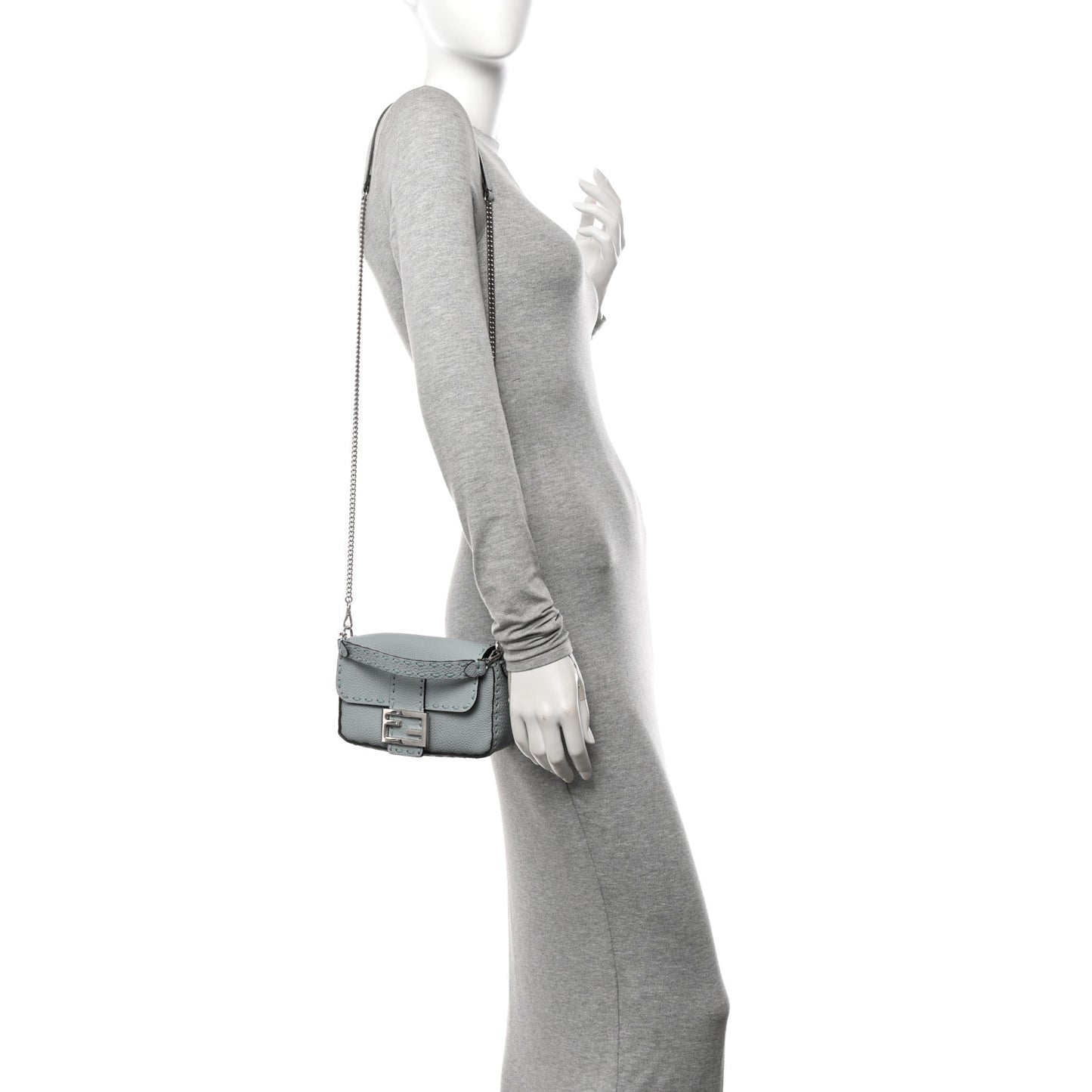 Cuoio Roma Sellerissima Nappa Sintetica Tape Stitch Mini Baguette Anice