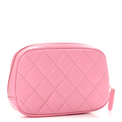 Chanel Caviar Quilted Small Curvy Pouch Cosmetic Case Pink 3 of 8