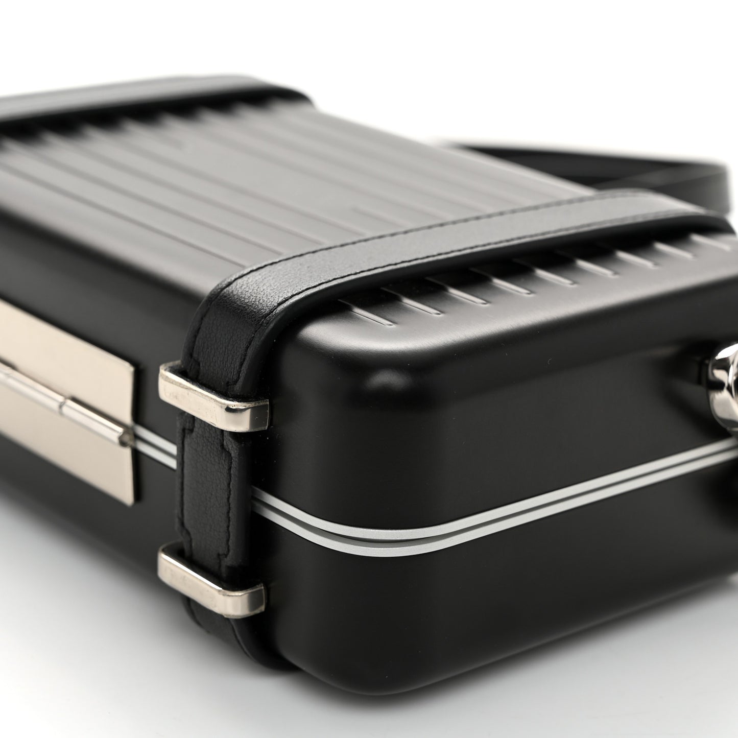 X RIMOWA Aluminum Personal Clutch On Strap Black