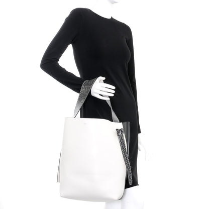 Celine Shiny Smooth Calfskin Small Twisted Cabas White Black 2 of 7