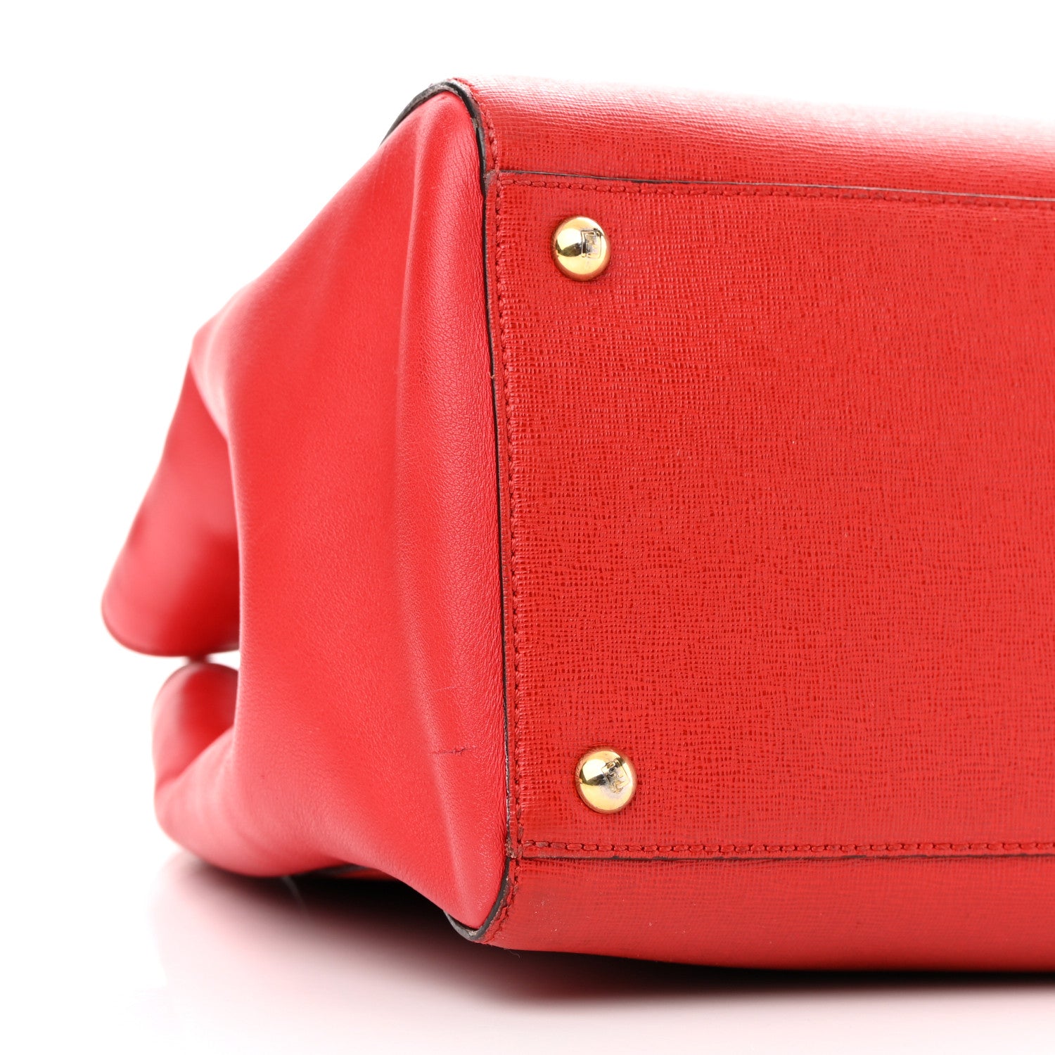Fendi Vitello Elite Flamingo Regular 2Jours Tote Rosso Fiamma 9 of 14