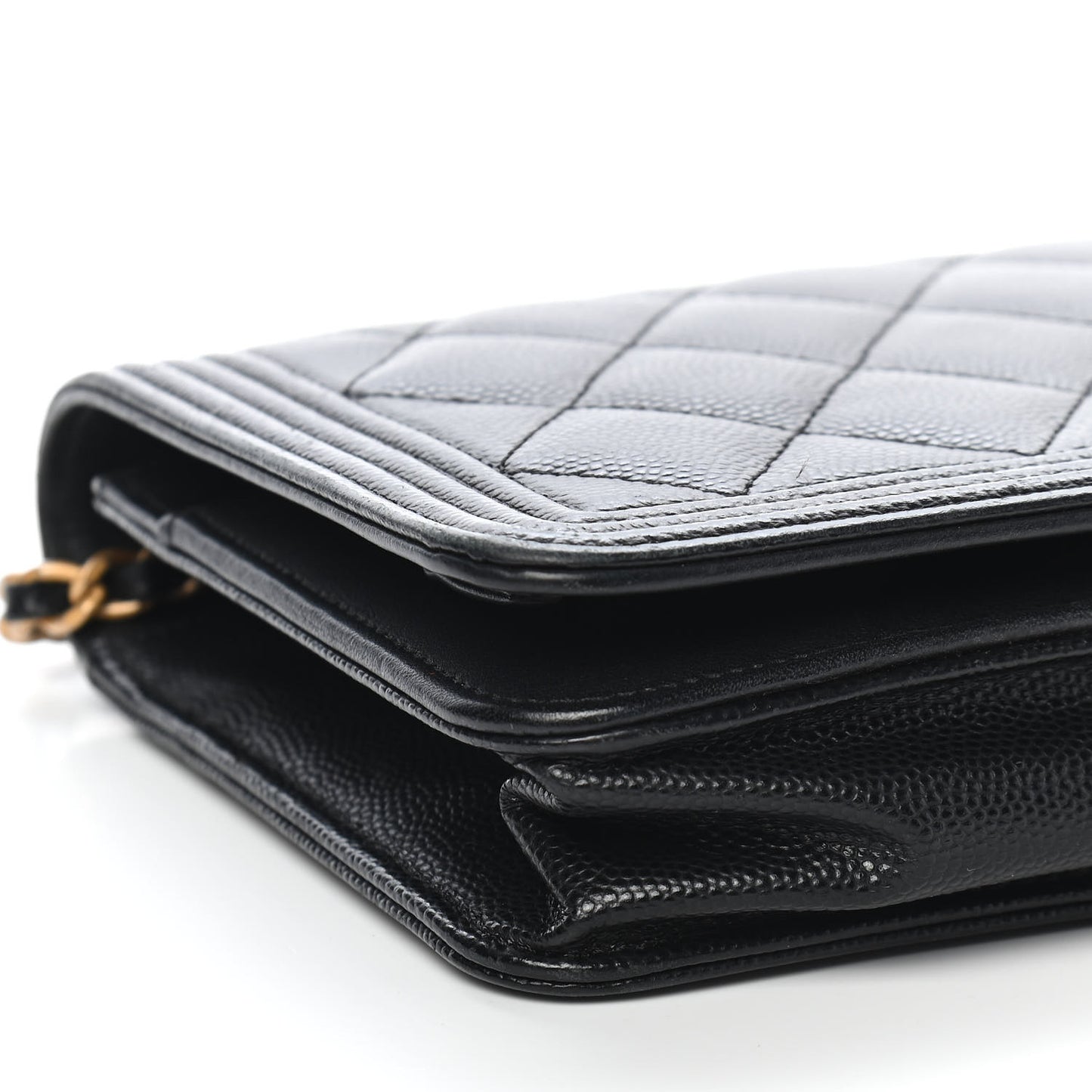 Caviar Quilted Boy Wallet On Chain WOC Black