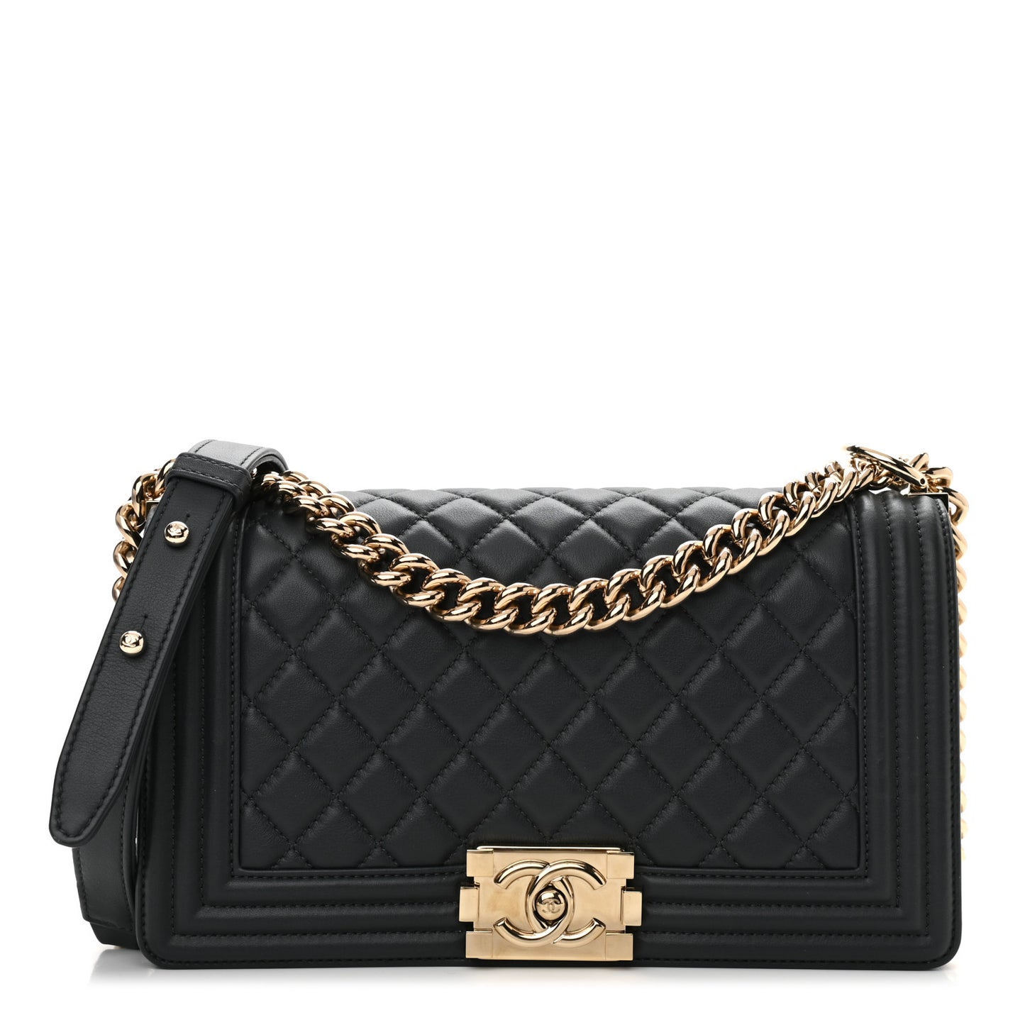 Lambskin Quilted Medium Boy Flap Dark Grey