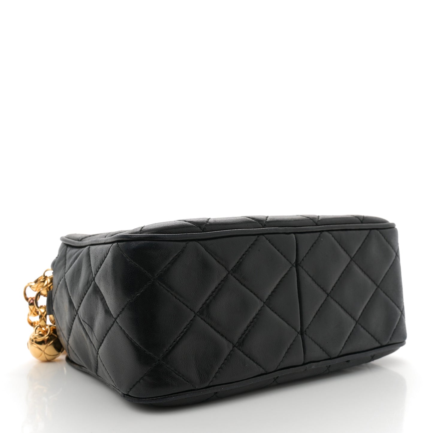 Lambskin Quilted Small Diamond CC Camera Case Black