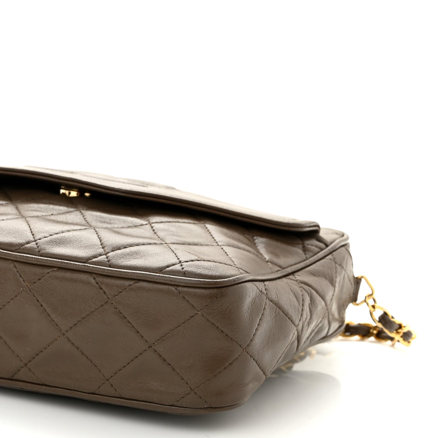 Lambskin Quilted Tassel Camera Case Brown