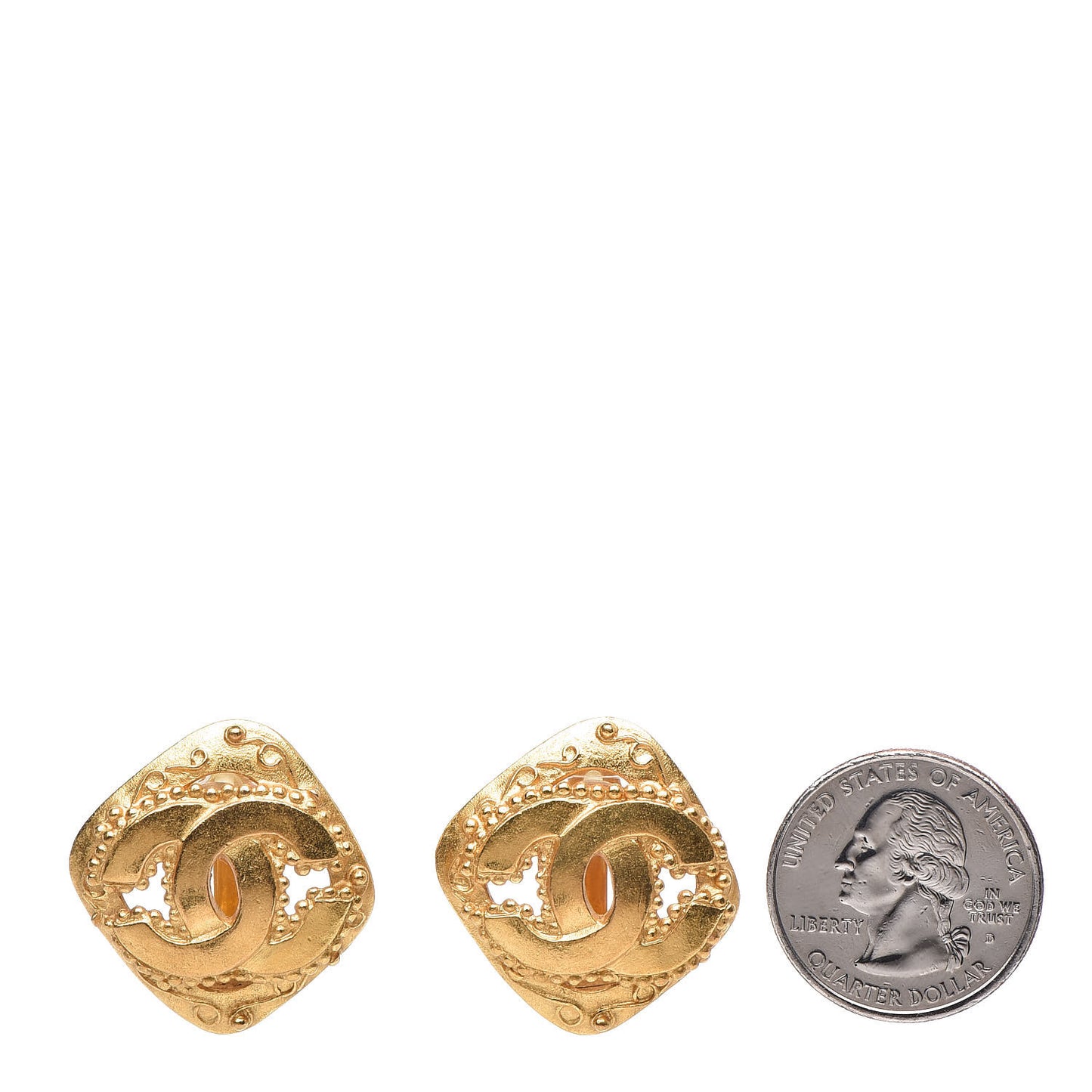 CC Square Clip On Earrings Gold