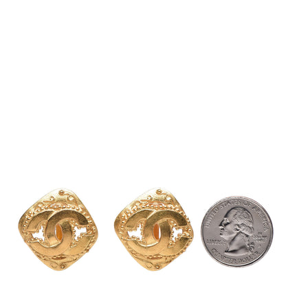 Chanel CC Square Clip On Earrings Gold 2 of 4