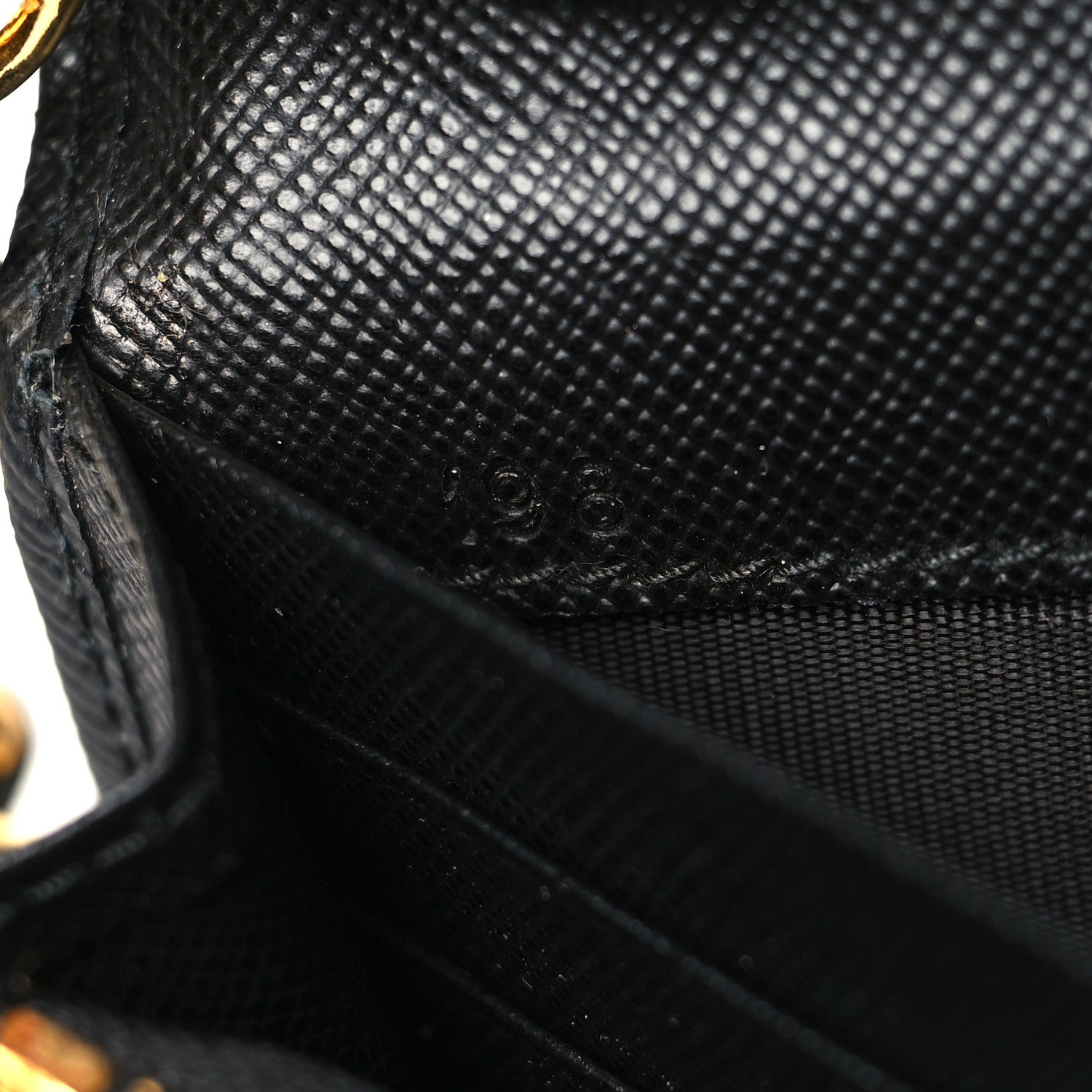 Prada Saffiano Metal Oro Chain Wallet Black 7 of 10