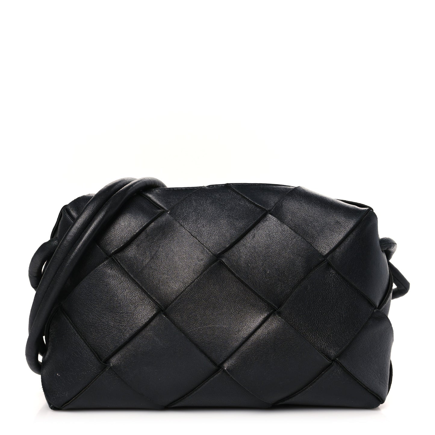 Lambskin Maxi Intrecciato Small Cassette Camera Bag Black