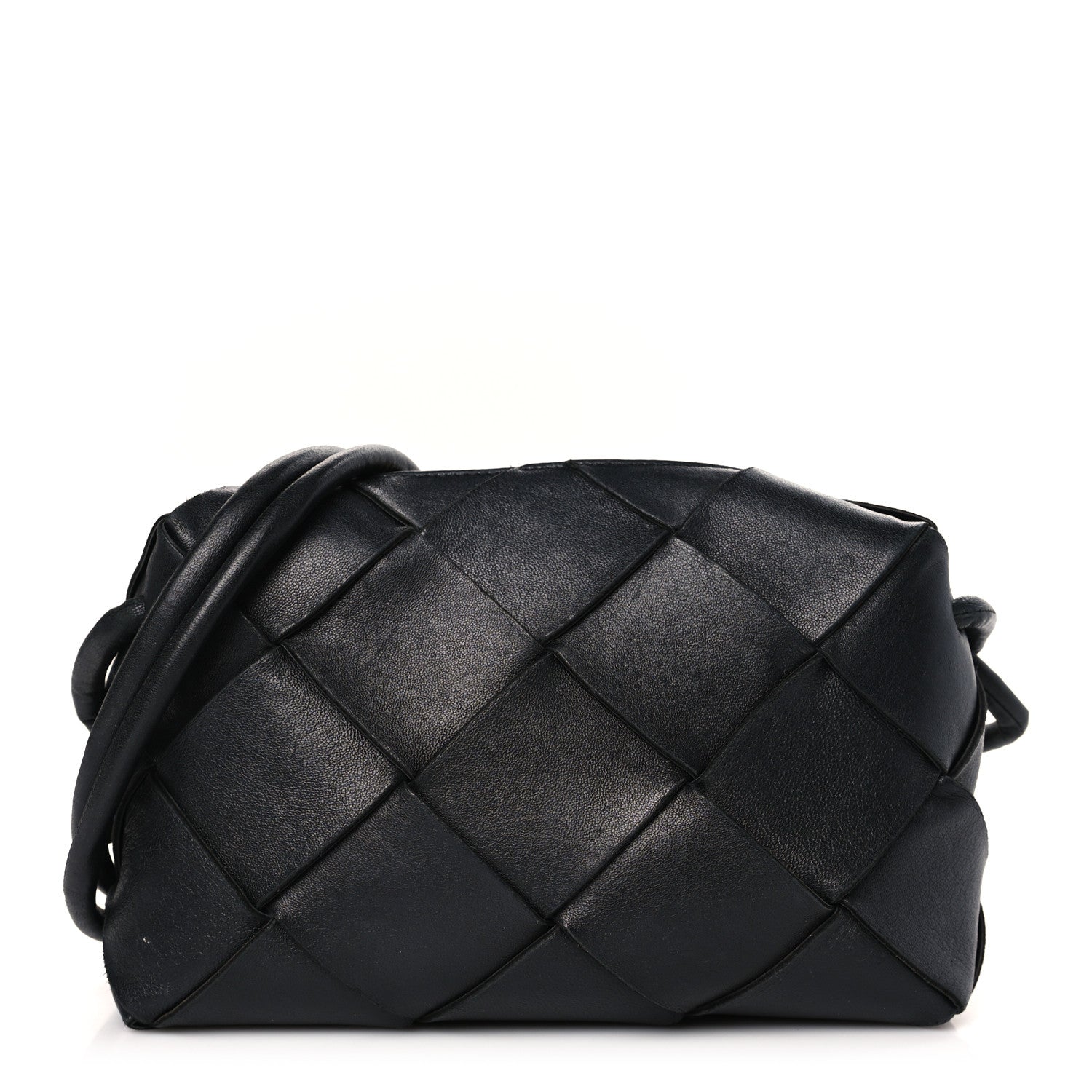 Bottega Veneta Lambskin Maxi Intrecciato Small Cassette Camera Bag Black 1 of 8
