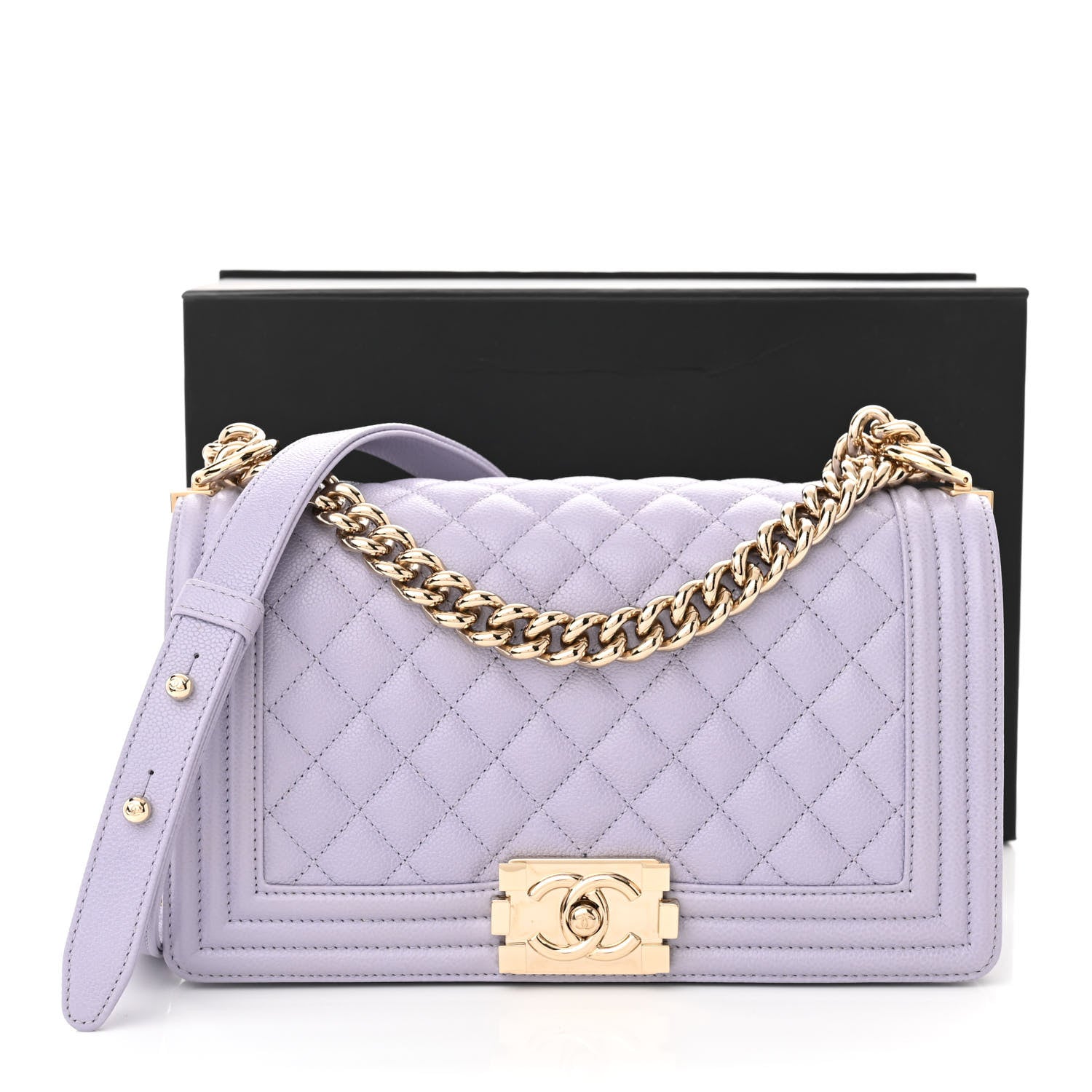Chanel Caviar Quilted Medium Boy Flap Light Purple 11 of 11
