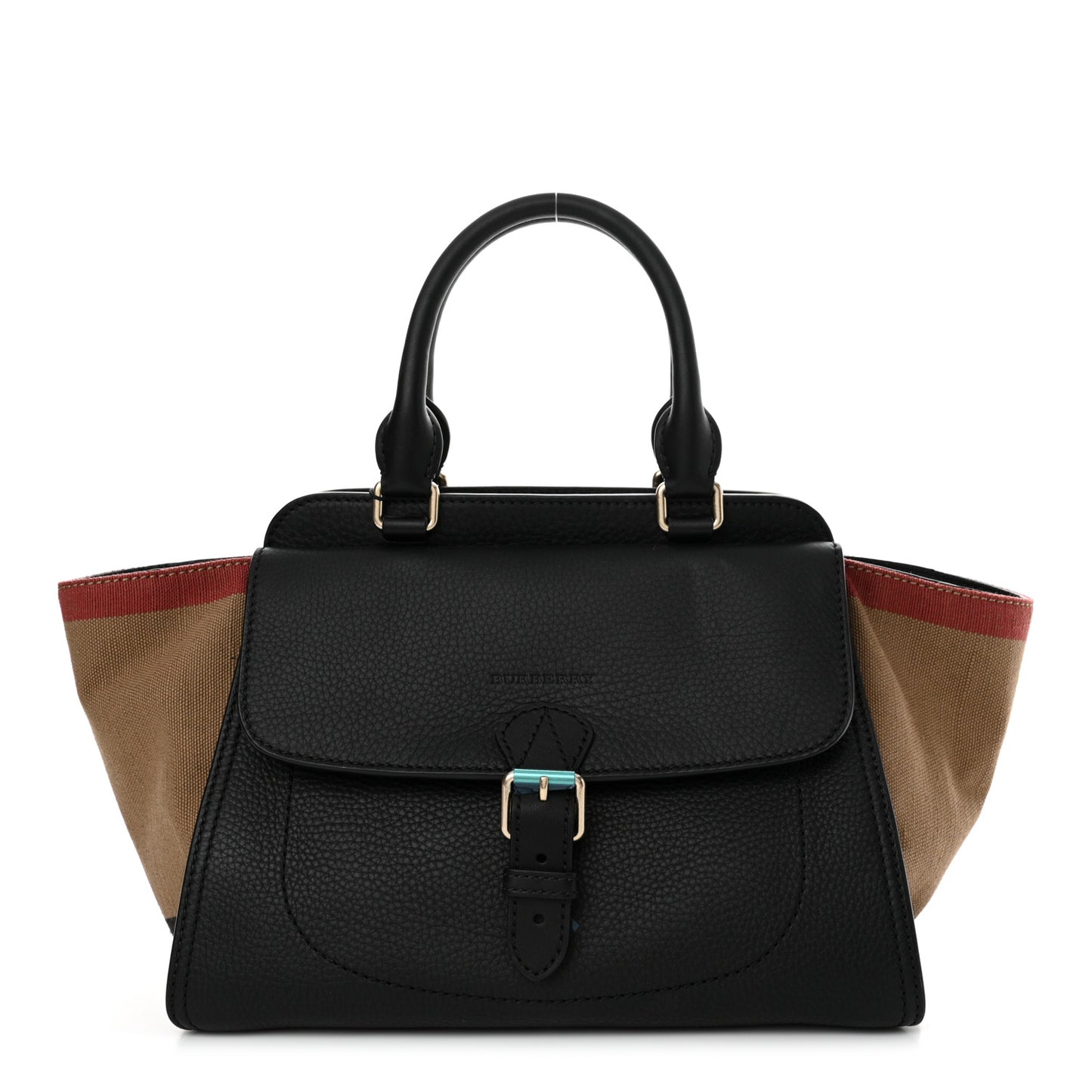 Canvas Mega Check Grained Calfskin Medium Harcourt Satchel Black
