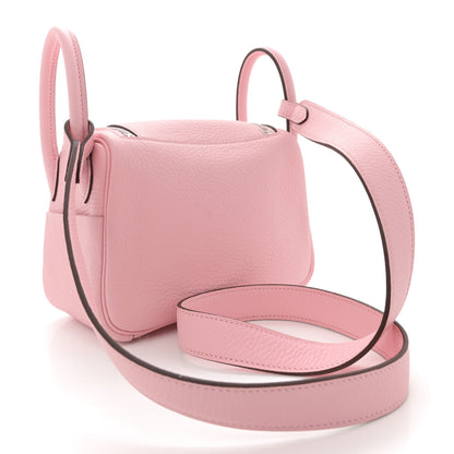Hermes Taurillon Clemence Verso Mini Lindy 20 Rose Sakura Gris Perle 3 of 10