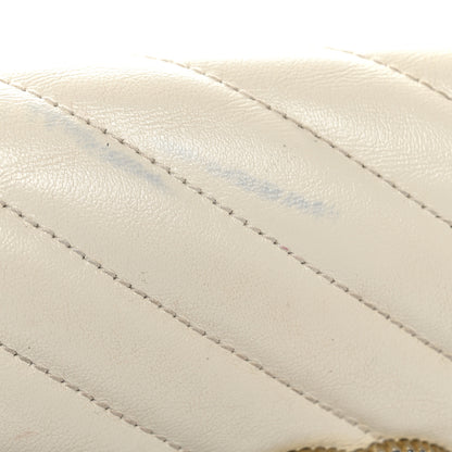 Gucci Vintage Effect Calfskin Matelasse Diagonal Torchon GG Marmont Chain Wallet Mystic White Blue Agata 14 of 16