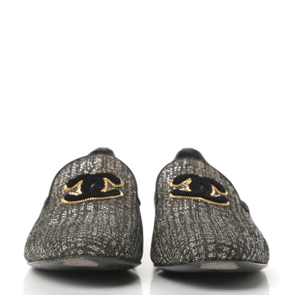 Chanel Fantasy Tweed CC Mocassin Loafers 38 Silver 2 of 12