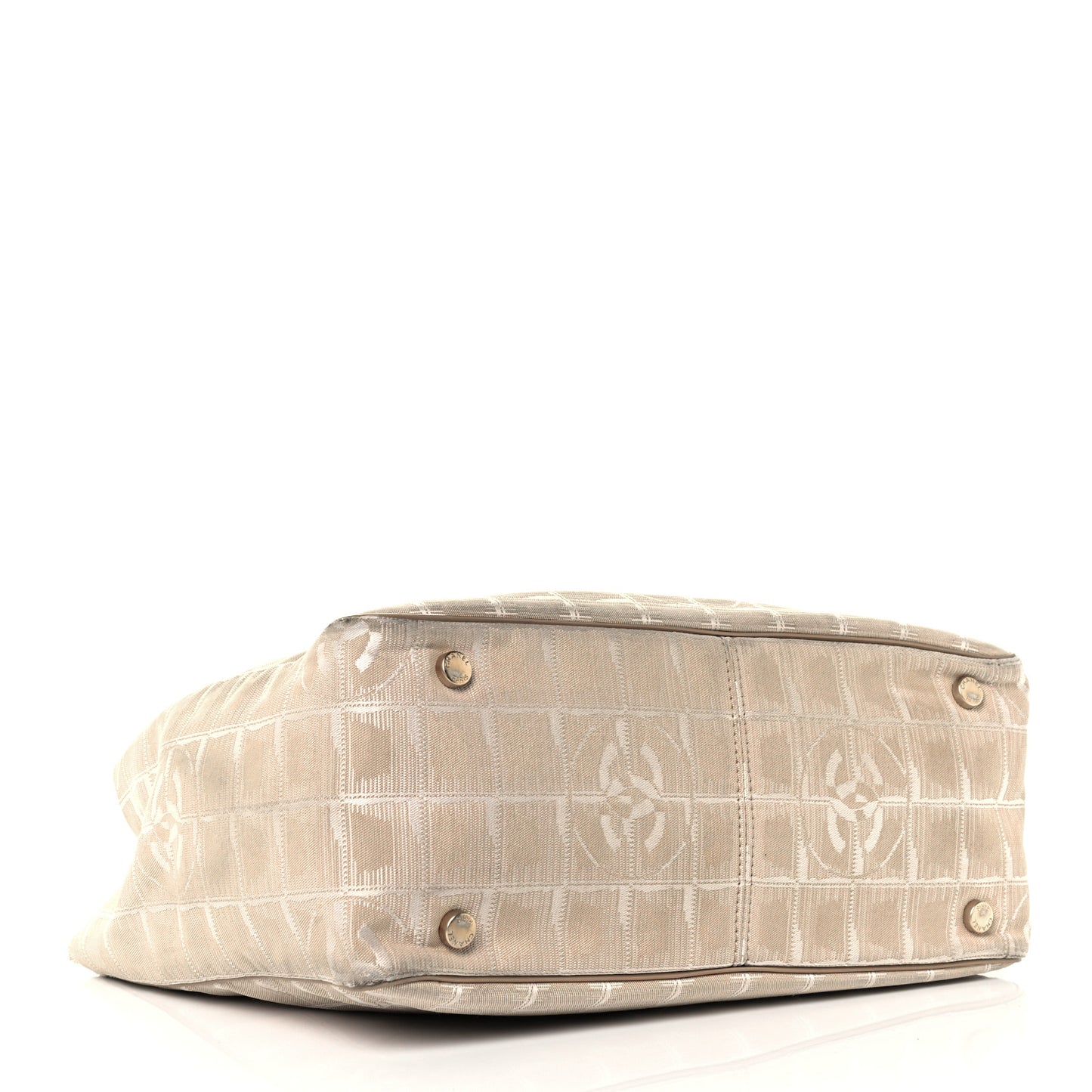 Metallic Nylon Small Travel Tote Beige