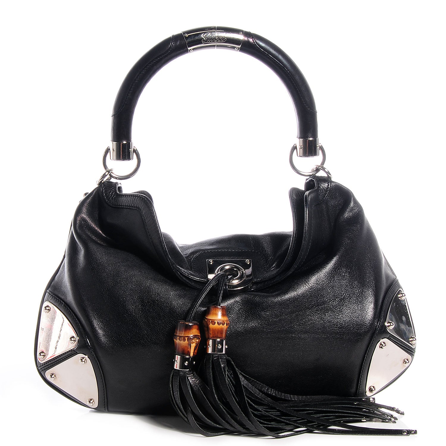 Gucci Calfskin Medium Indy Top Handle Hobo Black 1 of 7