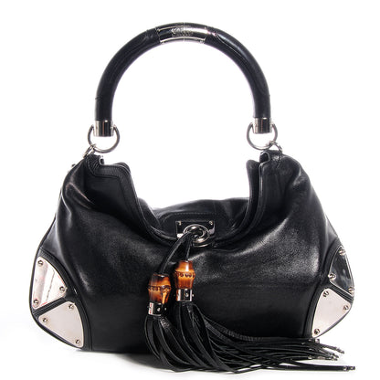 Gucci Calfskin Medium Indy Top Handle Hobo Black 1 of 7