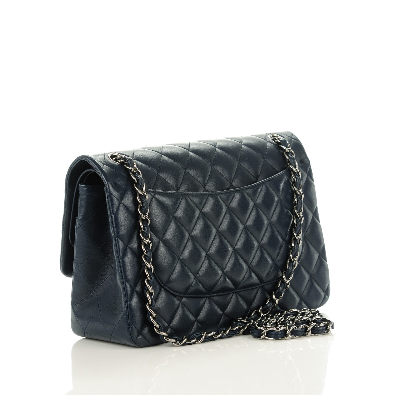 Chanel Lambskin Quilted Jumbo Double Flap Navy Blue 3 of 8