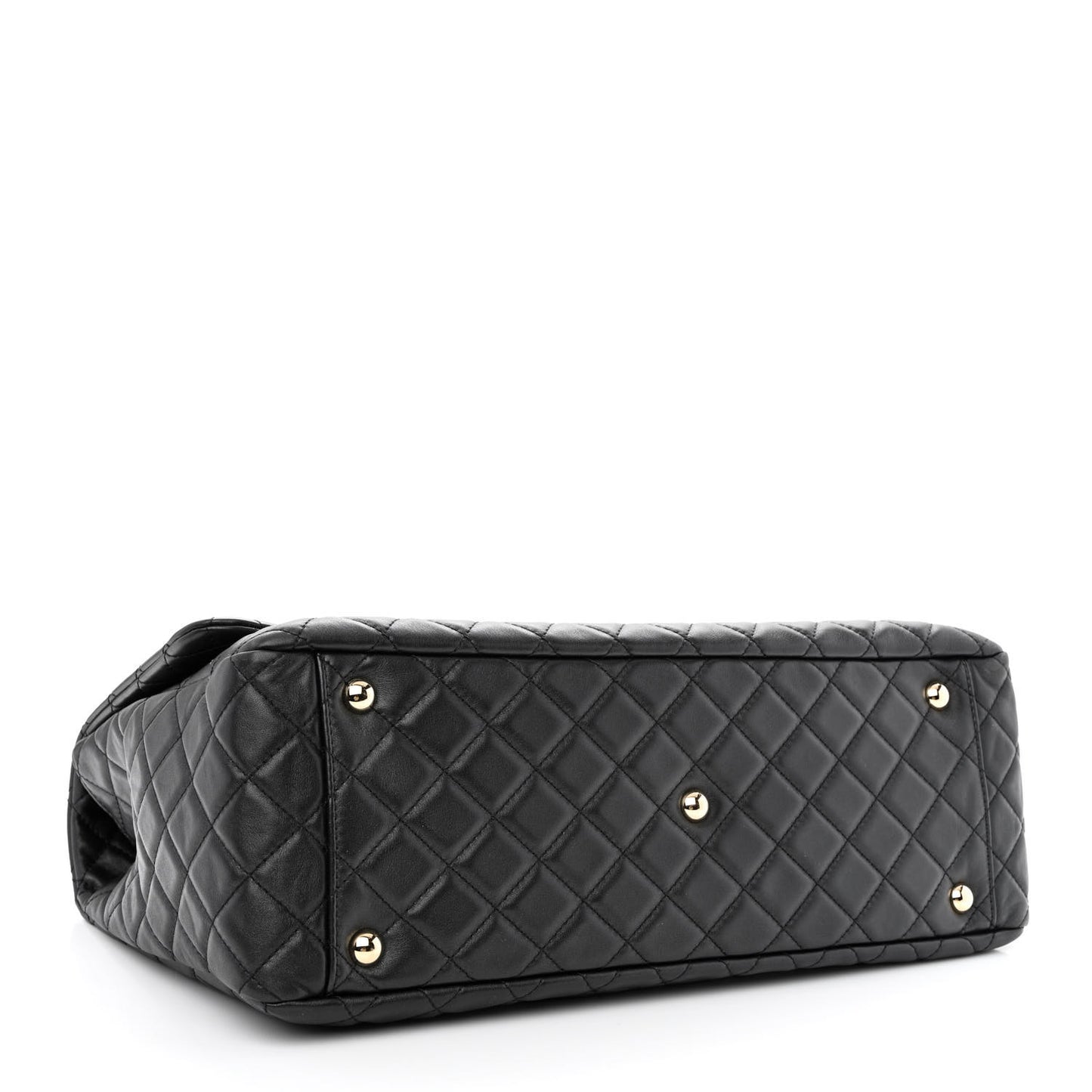 Calfskin Quilted Small XXL Travel Flap Bag Black