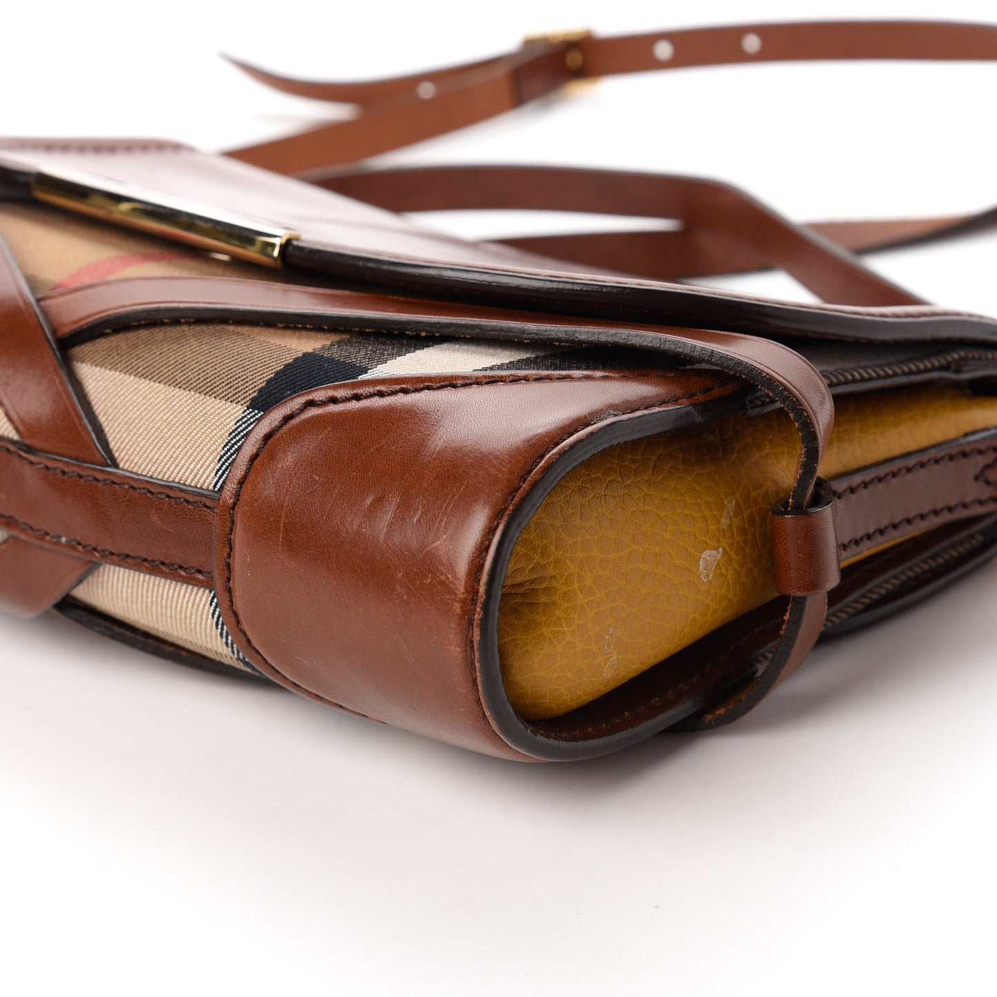 House Check Bridle Calfskin Small Abbott Crossbody Bag Tan