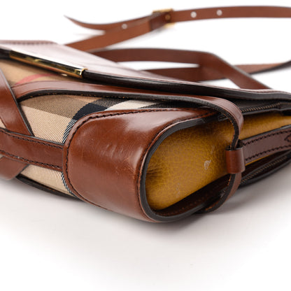 Burberry House Check Bridle Calfskin Small Abbott Crossbody Bag Tan 7 of 11
