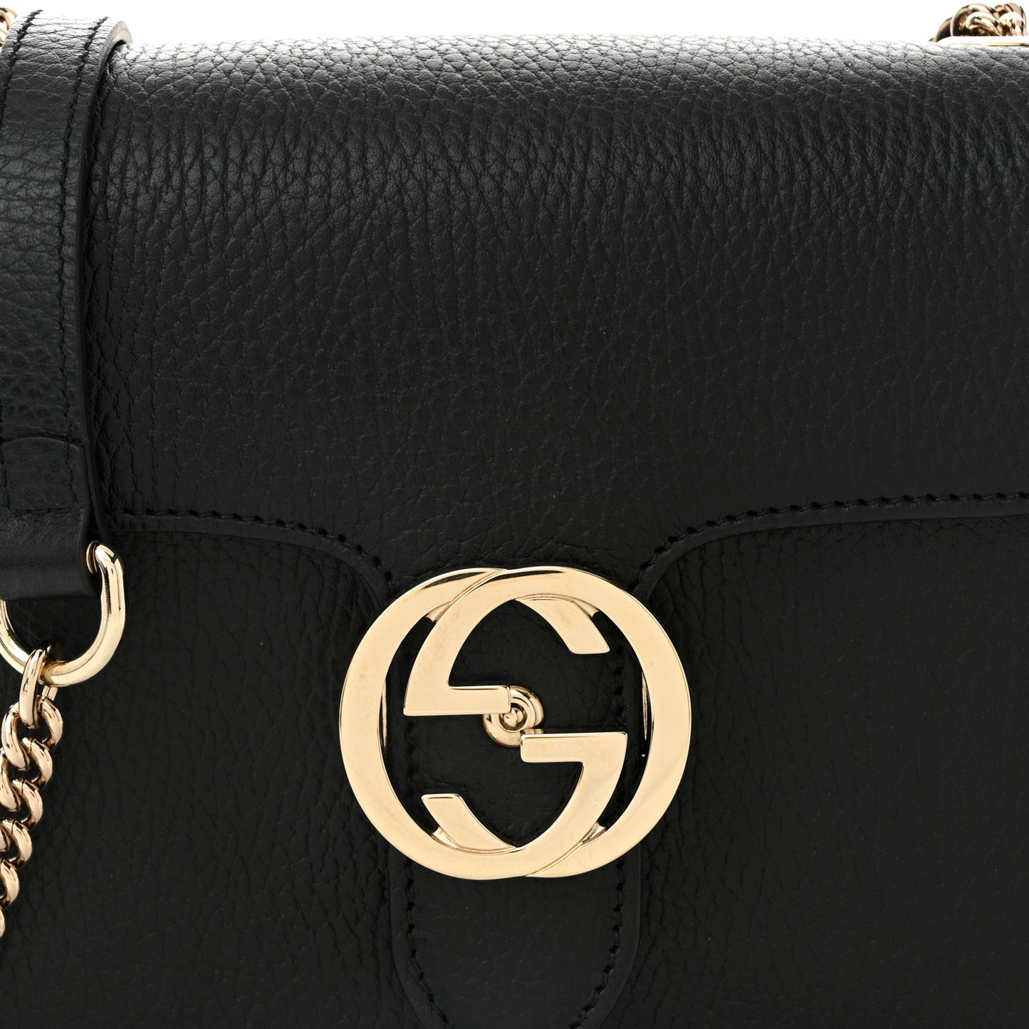 Dollar Calfskin Small Interlocking G Shoulder Bag Black