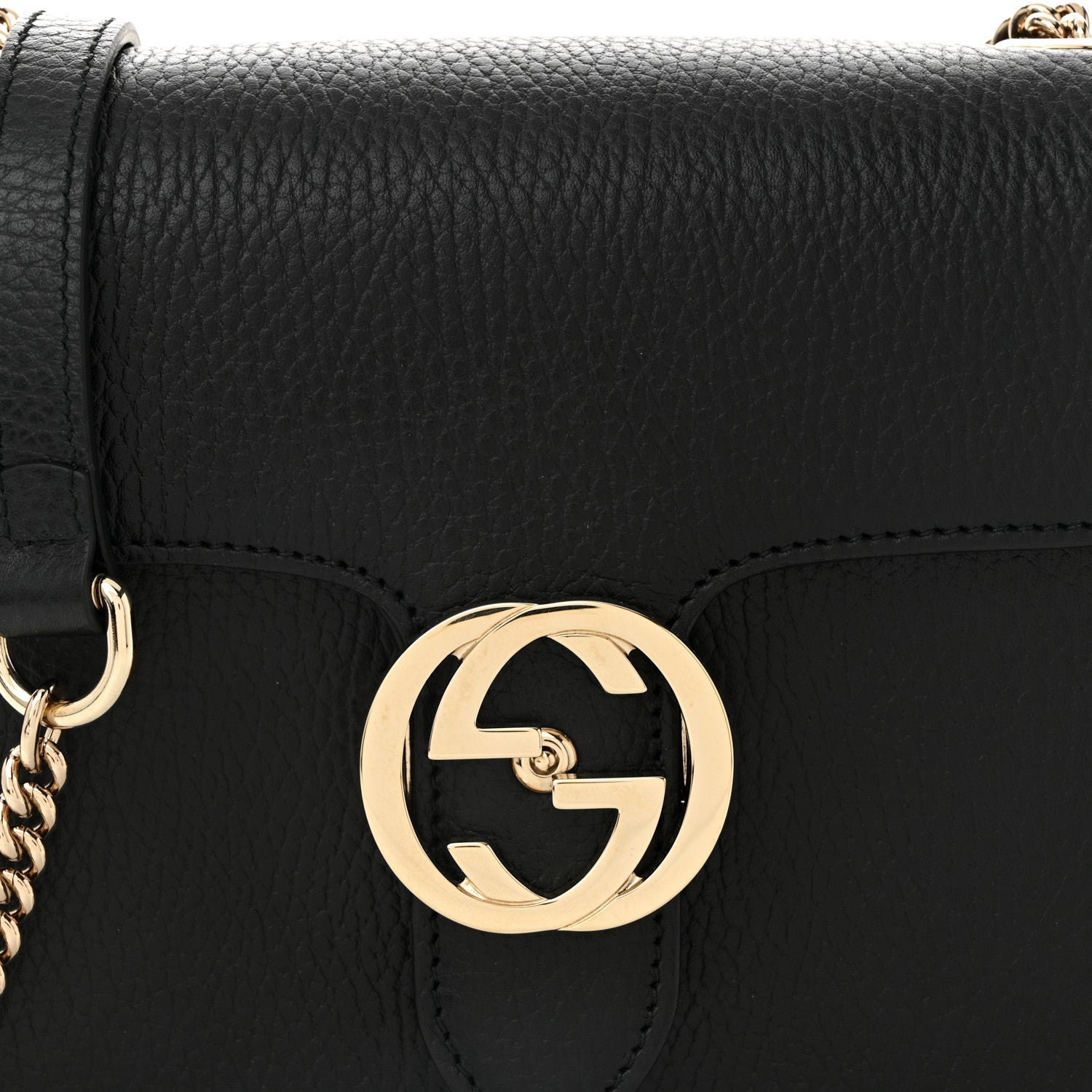 Gucci Dollar Calfskin Small Interlocking G Shoulder Bag Black 8 of 10