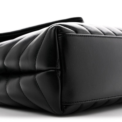 Saint Laurent Calfskin Y Quilted Monogram Small Loulou Chain Satchel Black 9 of 14