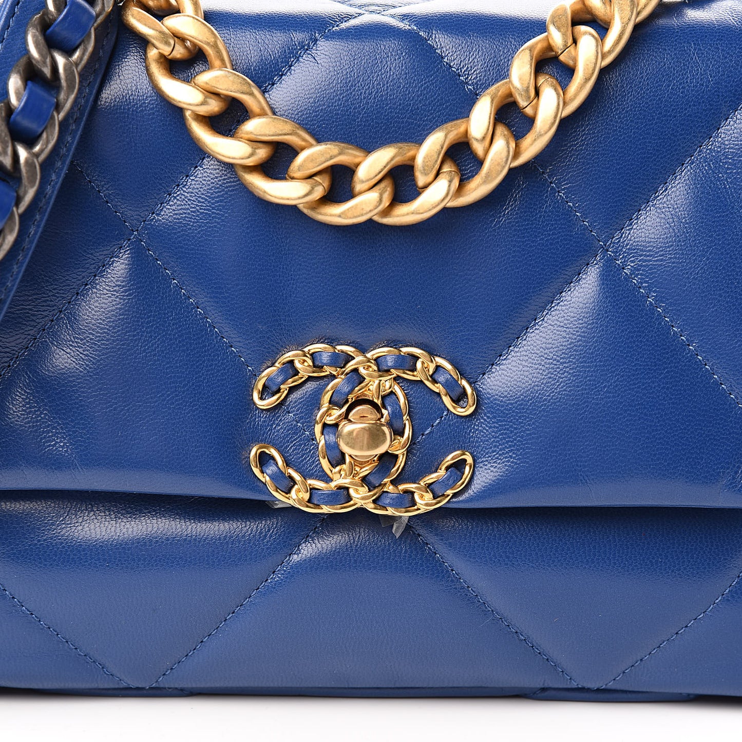 Goatskin Quilted Medium 19 Flap Dark Blue