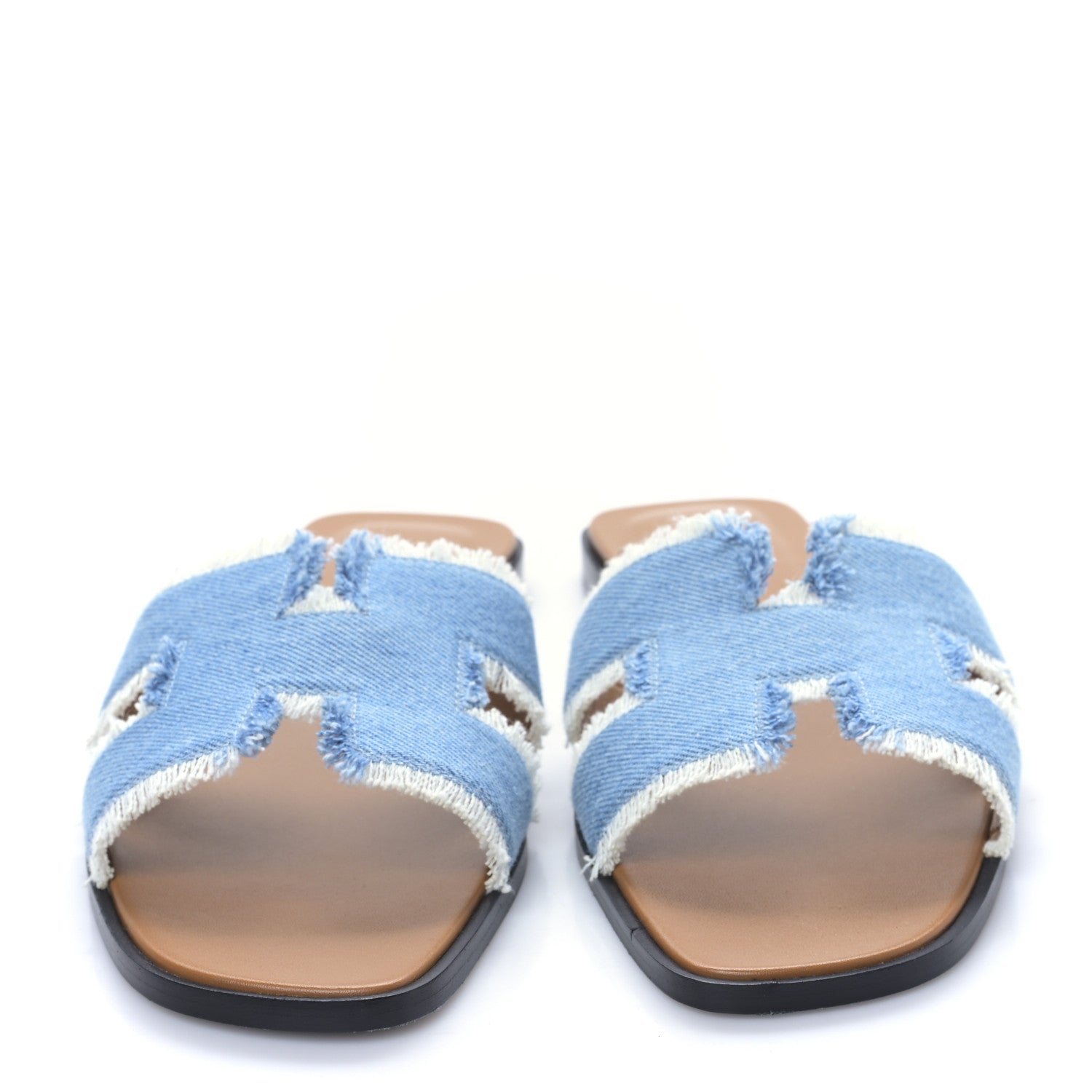 Hermes Denim Oran Fringe Sandals 41.5 Bleu Clair 2 of 8
