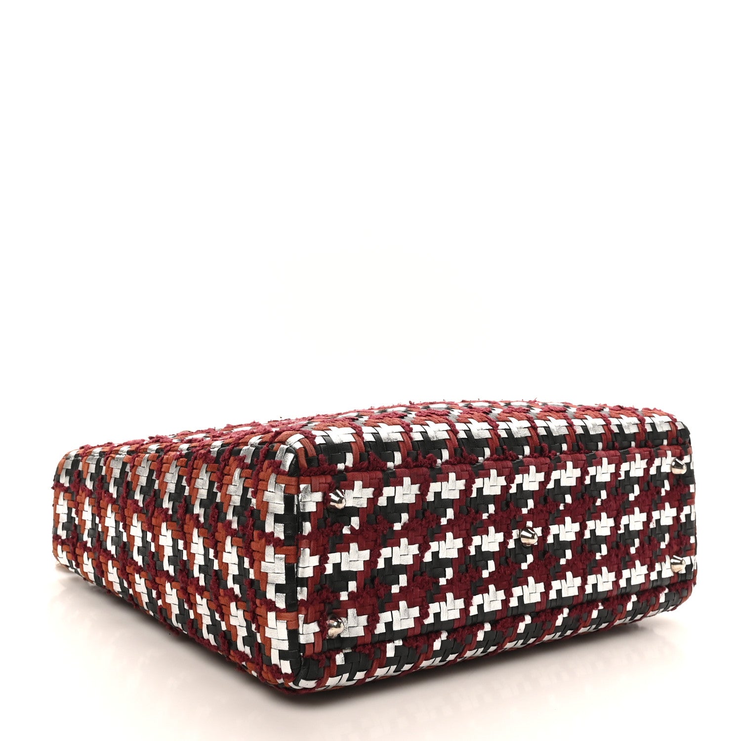 Christian Dior Lambskin Woven Tweed Large Lady Dior Red Multicolor 4 of 12