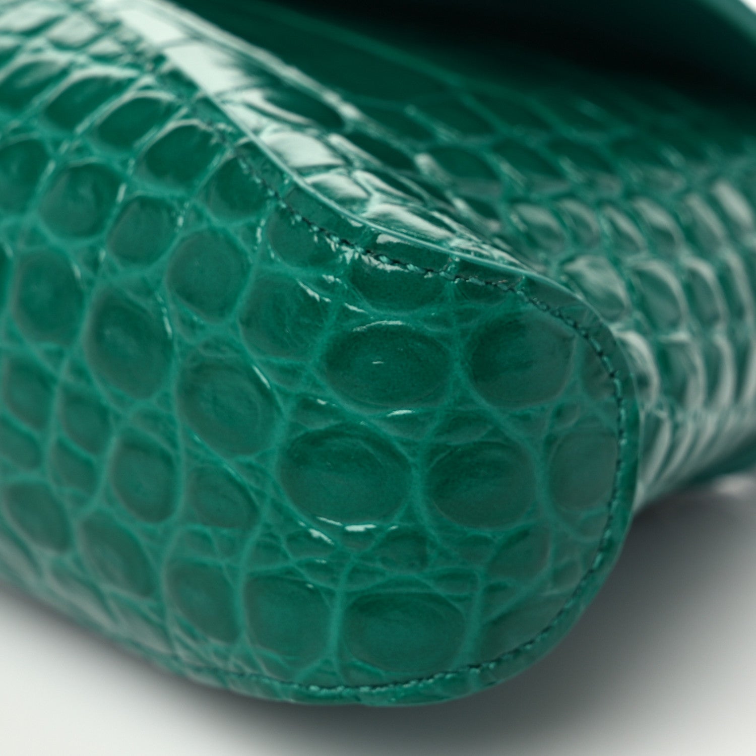 Balenciaga Shiny Super Supple Calfskin Crocodile Embossed Small XX Flap Stretch Bag Jade 7 of 7