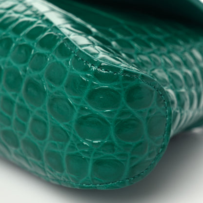 Balenciaga Shiny Super Supple Calfskin Crocodile Embossed Small XX Flap Stretch Bag Jade 7 of 7