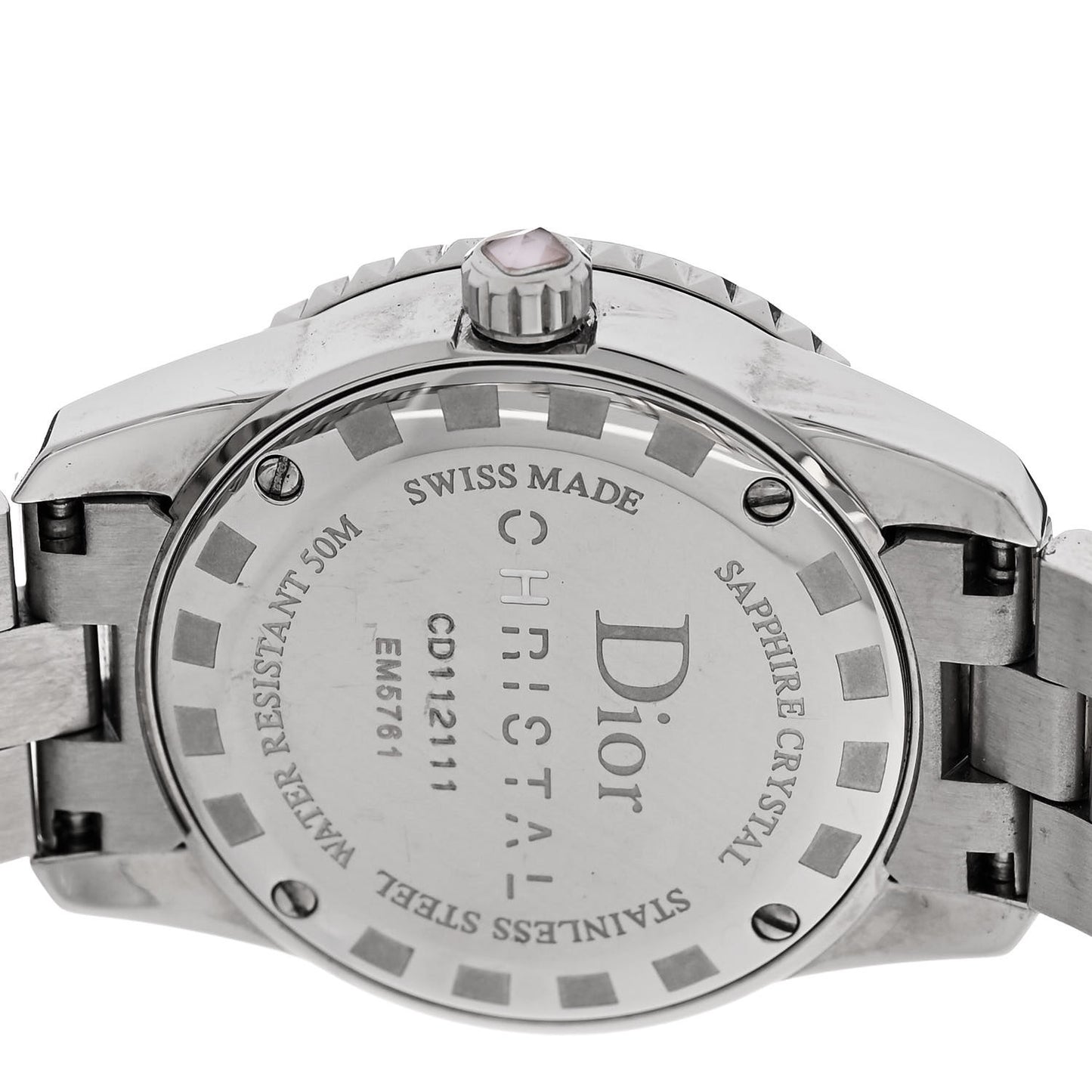 Stainless Steel Diamond Sapphire Pink Mother of Pearl 29mm Christal Quartz Watch