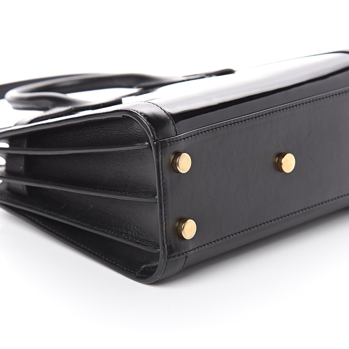Patent Calfskin Nano Sac de Jour Black