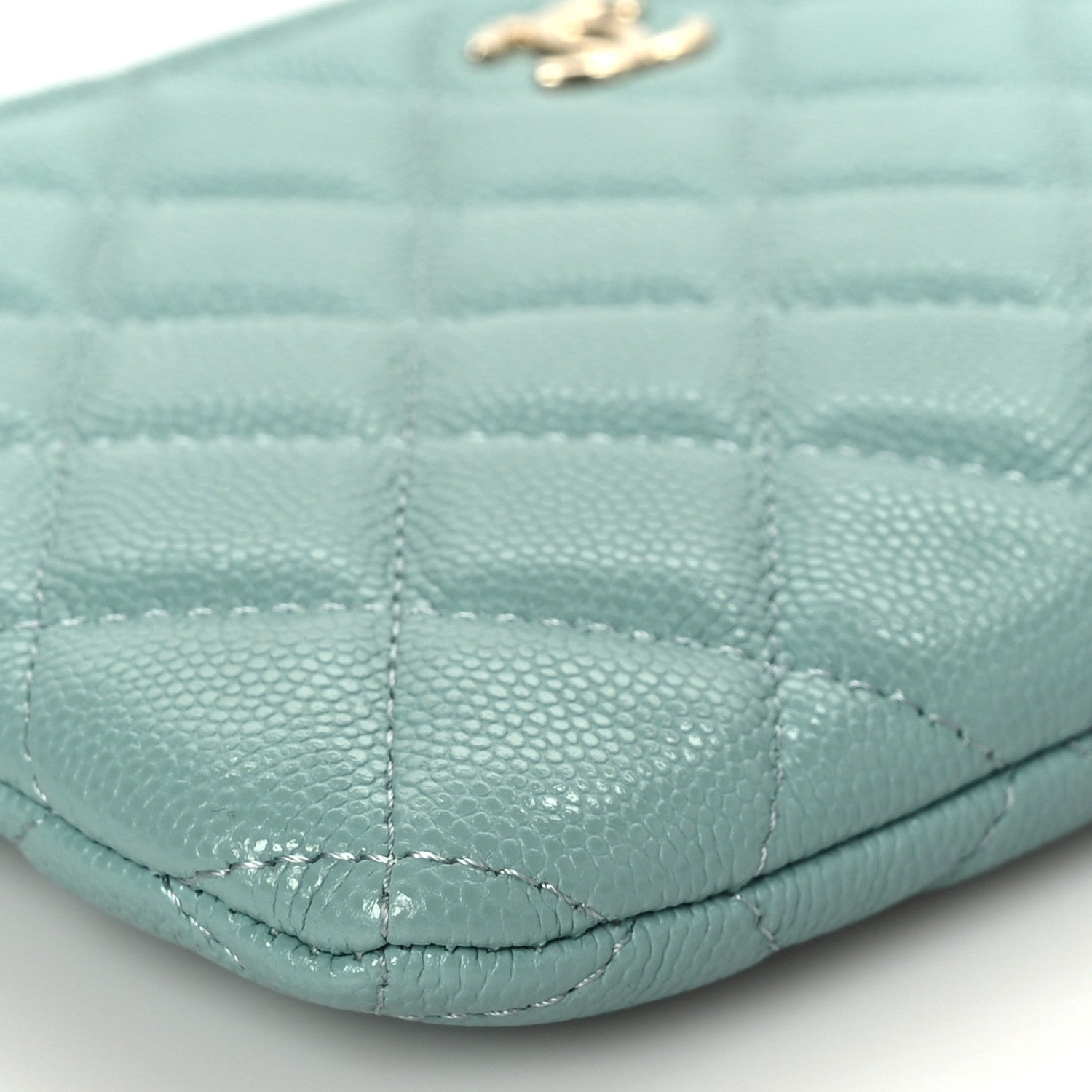 Chanel Shiny Caviar Quilted Cosmetic Case Light Blue 8 of 9