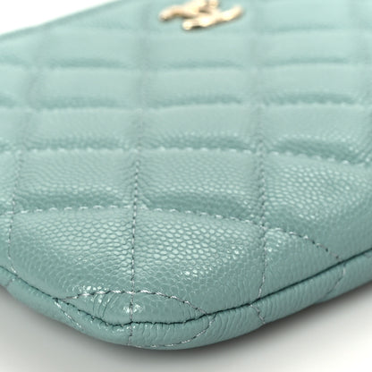 Chanel Shiny Caviar Quilted Cosmetic Case Light Blue 8 of 9