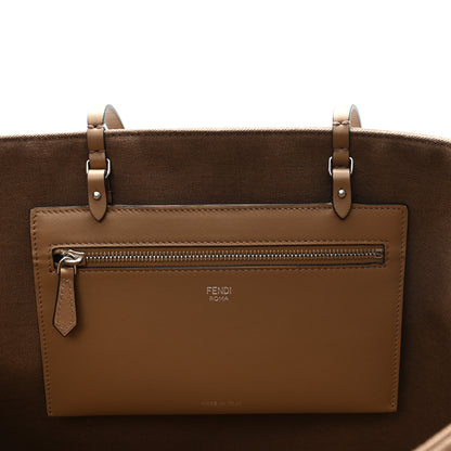 Fendi Velluto Jacquard Vitello Grace FF Large Reversible Shopping Tote Cappuccino Sand 13 of 13