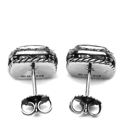 David Yurman Sterling Silver Diamond White Topaz 7mm Petite Albion Earrings 3 of 4