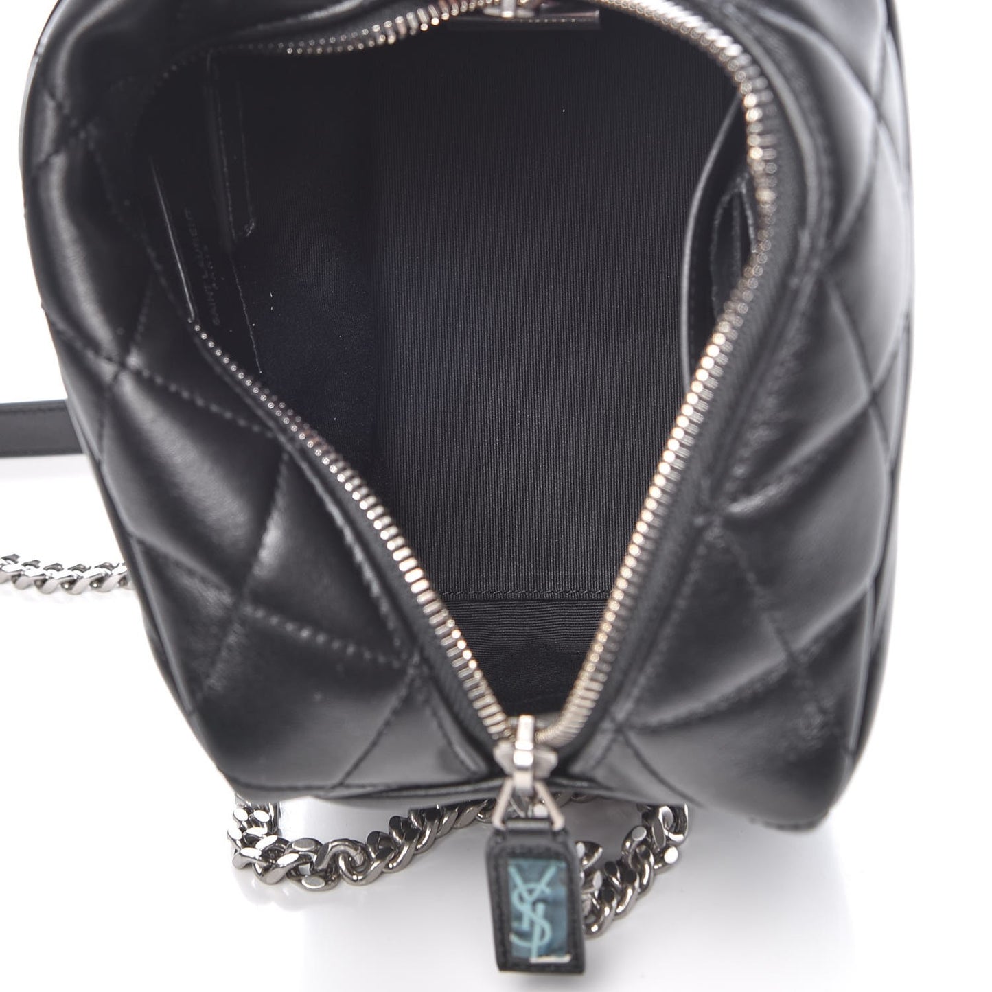 Calfskin Y Quilted Monogram Small Loulou Bowling Bag Black