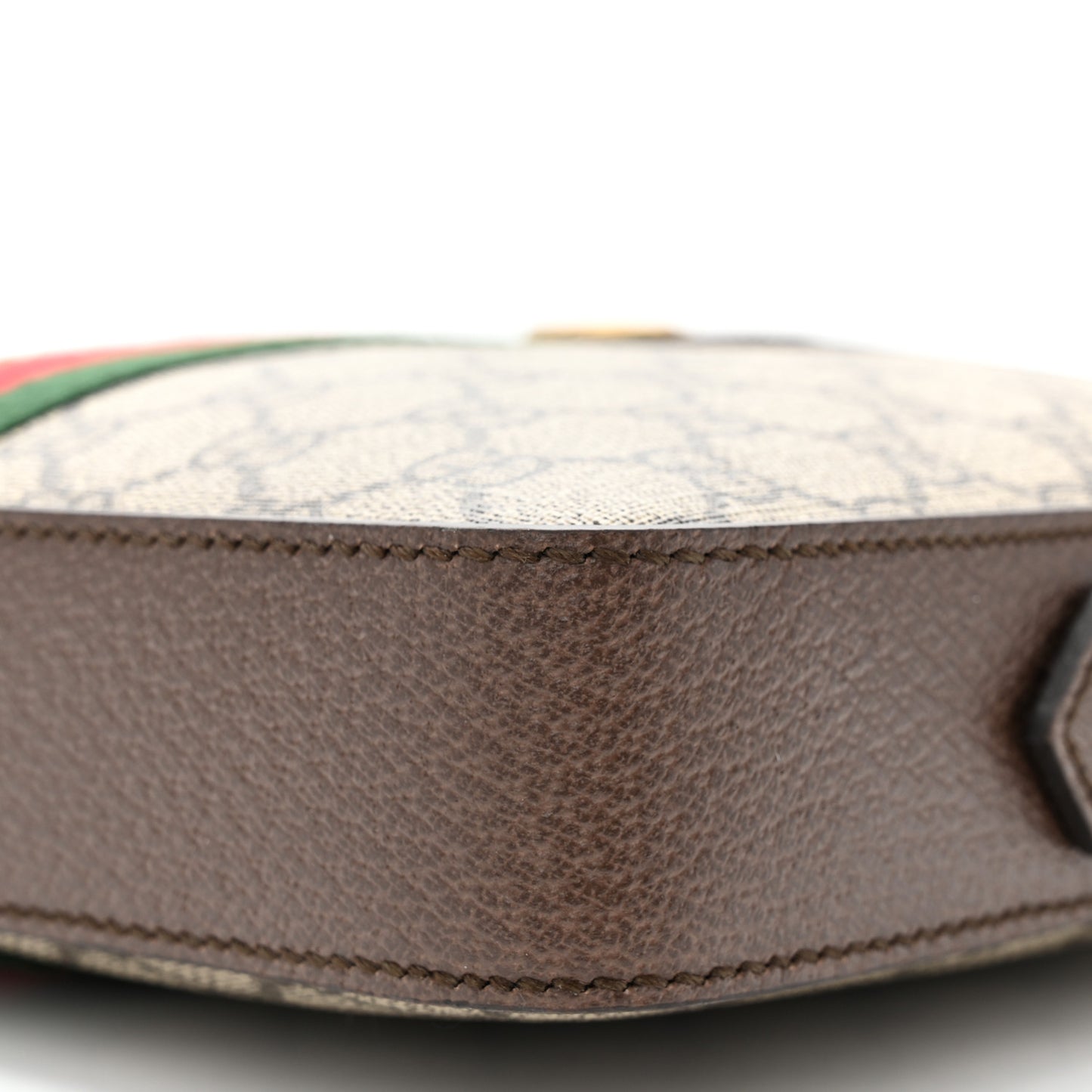 GG Supreme Monogram Textured Dollar Calfskin Web Ophidia Wristlet Shoulder Bag Beige Ebony New Acero