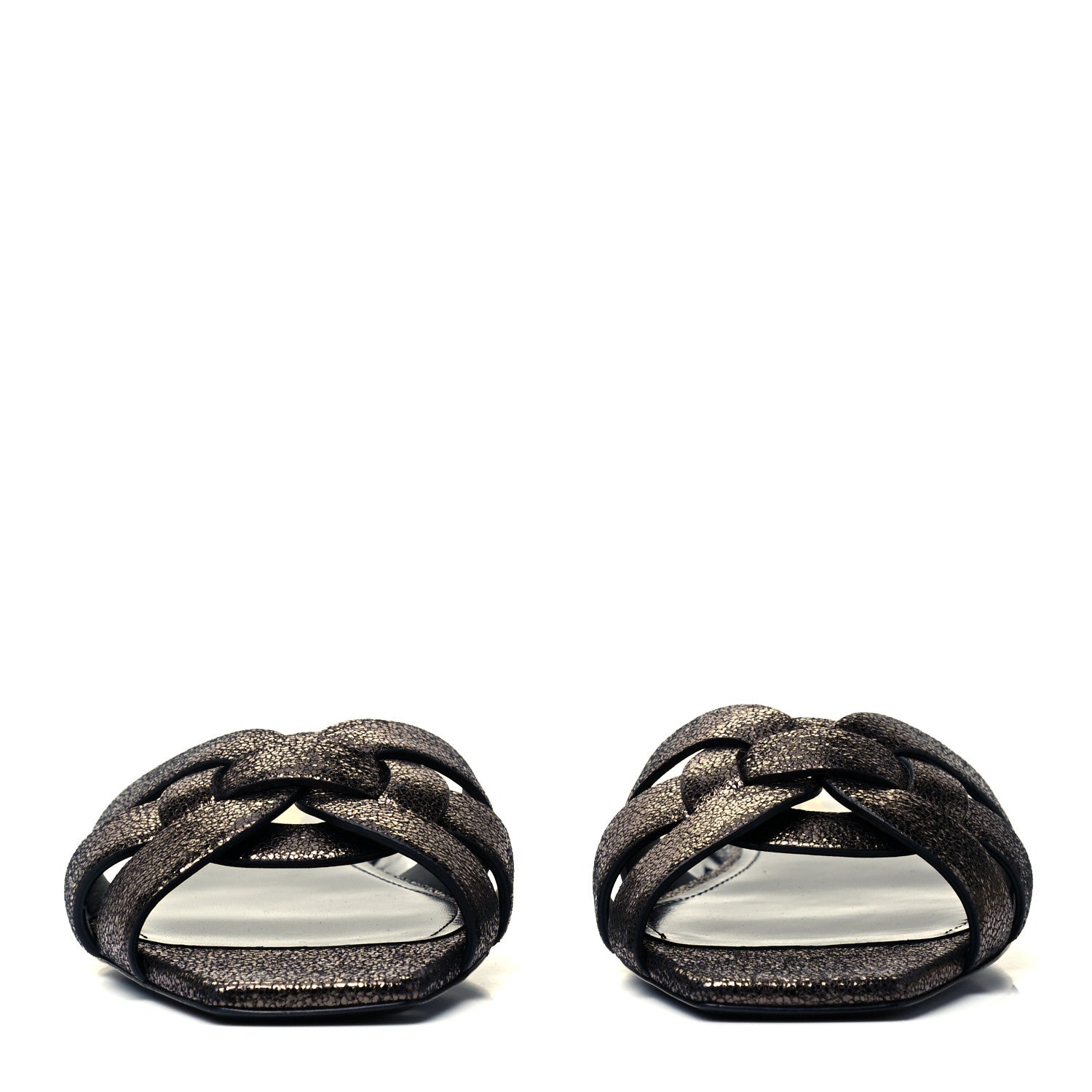Saint Laurent Evora Nu Pied 05 Slide Sandals 37 Black Gunmetal 2 of 8