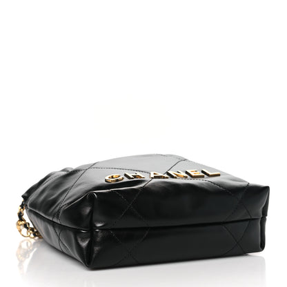 Chanel Shiny Calfskin Quilted Pearl CC Chain Mini Chanel 22 Black 4 of 10